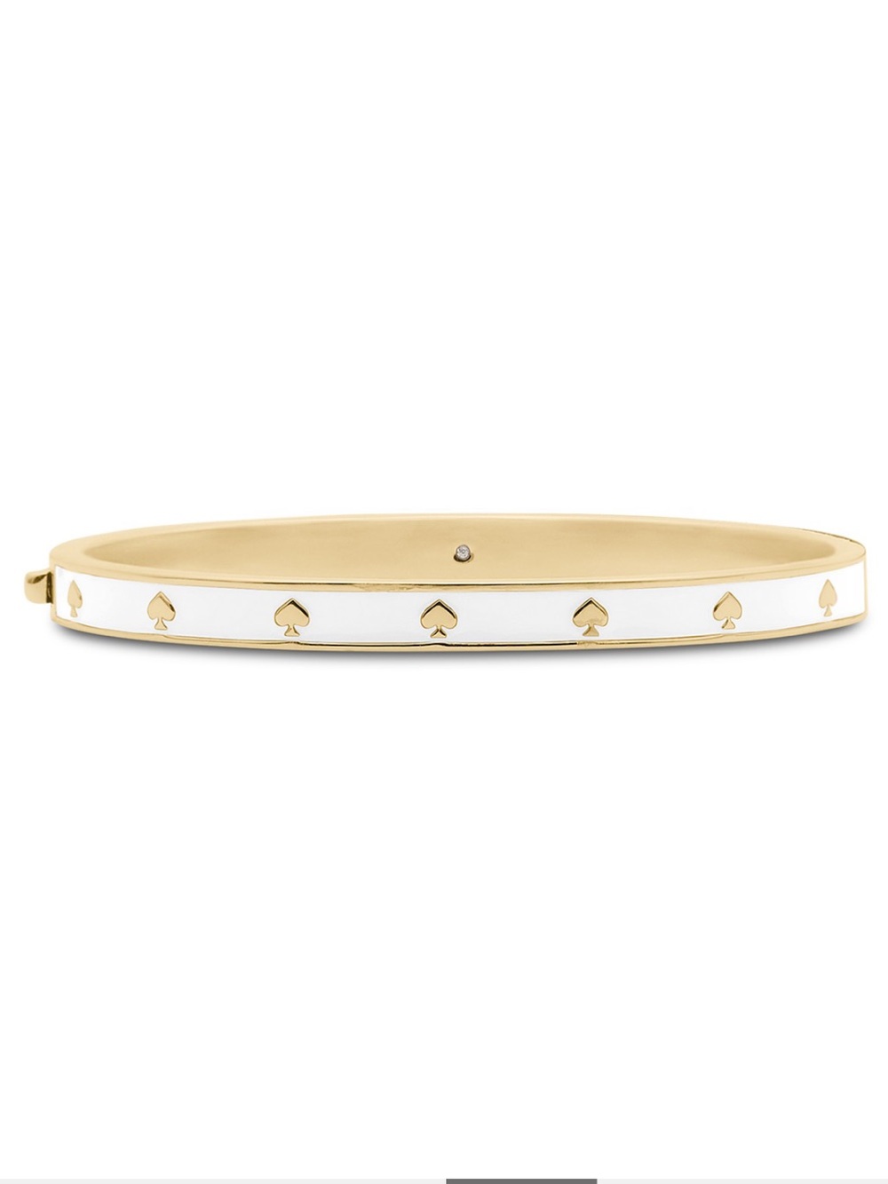 kate spade Spot the Spade Enamel Hinged Bangle Bracelet White Gold - Picture 2 of 12